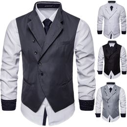 S-6XL Plus Size Dress Vests For Men Slim Fit Mens Suit Vest Male Waistcoat Gilet Homme Casual Sleeveless Formal Business Jacket menJ1811185