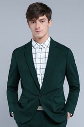 Custom Made Dark Green Evening Party Men Suits for Wedding Prom Wear Two Piece Jacket Pants Trim Fit Wedding Groom Tuxedos