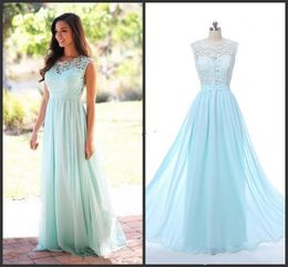 2019 Cheap Coral Mint Green Long Junior Bridesmaid Dress Lace Chiffon Country Style Beach Bridesmaid Dresses Formal Gowns The real picture 2