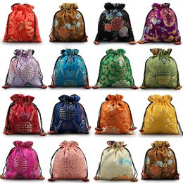 Luxury Floral Large Gift Bags Wedding Party Favor Bags Chinese Silk Brocade Christmas Pouch High End Drawstring Storage Pouch 50pc5789327