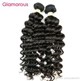 Glamorous Peruvian Human Hair Deep Body Wave 3Pcs 100g Natural Colour Virgin Brazilian Indian Malaysian Wavy Hair Extensions for black women