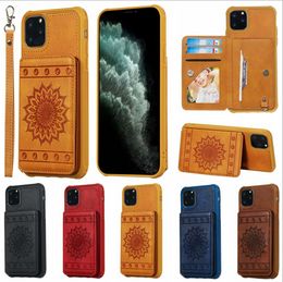 3D Sun Flower Print Folio Vegan Leather Wallet Pouch Cover 4 Card Slots Wristband Bracelet Bracket Holster Shell for iPhone Samsung Note10