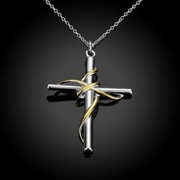 Jewellery Fashion Pendant Necklace Twisted Rope Cross Pendant Chain Necklace
