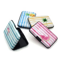 50pcs Aluminum alloy Stripe Animals printed RFID Card Holder Promotional Business Credit Card Holder 4colors