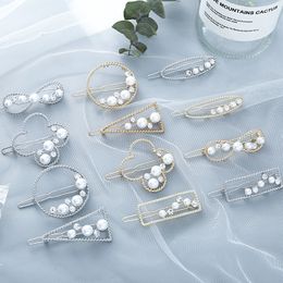 European USA Hot Selling Fashion Make up Pearl Hair Clips Hollowed Out Gold and Silver Colour Hair Pins