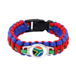 -20pc Afrique du Sud Flag Paracord Survival Camping en plein air Bracelets pour Femmes Hommes Filles Amitié Rope 550 7 Bijoux Bracelet
