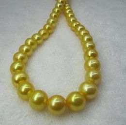10-11 MM REAL NATURAL image gold South Sea pearl necklace 14K yellow gold