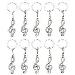 10 Pcs Musical Note Key Chain Metal Music Symbol G -Clef Key Ring Holder Keychain Trinket Fashion Car Keyring Accessories