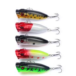 65mm 11g Fishing Lures Topwater Popper Bait 5 Colour Hard Bait Artificial Wobblers Plastic Fishing Tackle With 6# Hooks