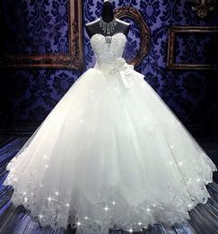 Neue hochwertige echte Foto Bling Bling Kristall Brautkleider Rücken Verband Tüll Applikationen bodenlange Ballkleid Hochzeitskleider