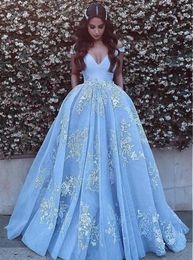 Off-the-shoulder Neckline backless Evening Dresses With pockets Beaded Lace Appliques Blue Prom Dress vestido formatura party dress