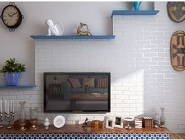 Non woven foaming white brick wallpaper for walls rustic TV background brick wall paper rolls, Papel de parede