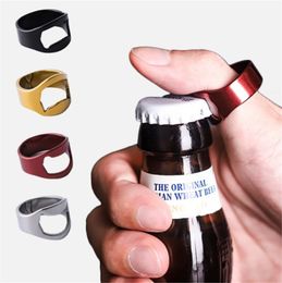 Portable Finger Ring Bottle Opener Colourful Stainless Steel Beer Bar Tool Bottel Favours Party Supplies Kitchen Tools Gifts 5 Colours E3411