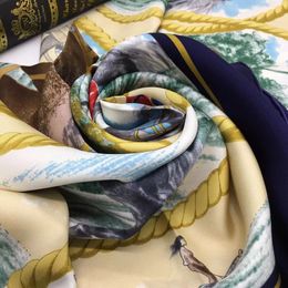 Wholesale-style fashion women's square scarves 100% silk material good quality print pattern size 130cm - 130cm