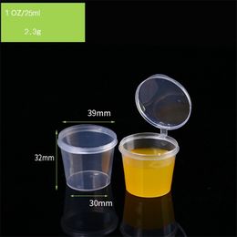 1oz Disposable Plastic Sauce Cup Takeaway Container With Lid Storage Box Case Useful Kitchen Organizer yq00686