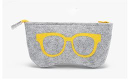100pcs 5 Colours Exquisite Wool Felt Cloth Eyeglass Case Women Sunglasses Boxes Cosmetic Zipper Bag