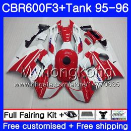 Body +Tank For HONDA CBR600RR CBR 600F3 CBR 600 F3 FS 95 96 289HM.6 CBR600FS red white cowling CBR600 F3 95 96 CBR600F3 1995 1996 Fairings