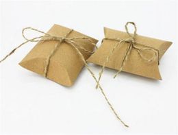 Hot Event Cute Kraft Paper Pillow Favor Gift Box Wedding Party Favour Gift Candy Boxes Paper Gift Box Bags Supply KD1