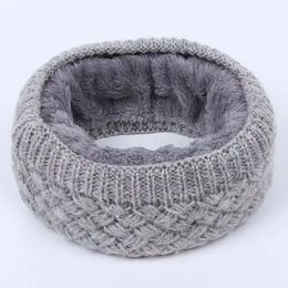 Winter Warm Men And Women Knitted Scarves Pure Wool Knitting Rings Velvet Inside Unisex Design 13 Colours 25x23cm