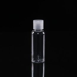 60ml PET plastic bottle with flip cap transparent round shape bottle for makeup remover disposable hand sanitizer gel LX1840
