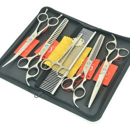 Meisha 7 Inch Professional Pet Scissors Set For Dog Grooming High Quality Straight & Thinning & Curved Scissors Forceps HB0209