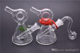 Maple leaf 10mm joint Mini Glass Bong Water Pipes Pyrex Oil Rigs Glass Bong Thick Recycler Oil Rig with glass bowl