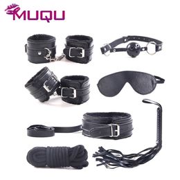 Muqu 7 Pcs/set Bondage Kit Adult Erotic Bdsm Games Bondage Set Hand Binding Sm Bondage Restraint Slave Sex Toys For Couples Y190716