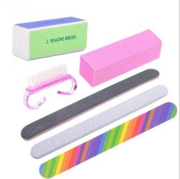 6pcs/set Nail Art File Nail Buffers Sanding Block Buffering Polish Manicure Tool Kit Polish Sandpaper File Brush Nails Accessories