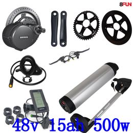 48V 500w Bafang BBS02 mid drive electric motor kit with 48V 15ah 14.5ah Li-ion battery use samsung cell+54.6V charger free tax