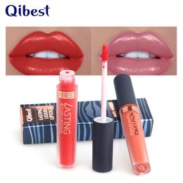 Qibest Nude Glitter Shimmer Lipstick Waterproof Long Lasting Moisturiser Lip Tint Sexy Liquid Lip Gloss Colourful Lip Paint