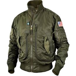 Giacche da uomo Fashion Army Men Pilot Thin Jacket Uniforme da baseball Bomber tattico Colletto rialzato Per