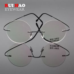 Wholesale-Super Light Rimless Eyeglasses Frame Unisex Eyeglasses Optical Gl Frames Round Rimless Spectacle Frame