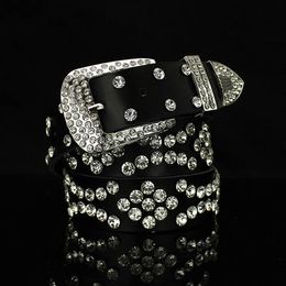 Fashion luxury designer super glittering diamond zircon crystal leather belt for woman 110cm 3.6ft