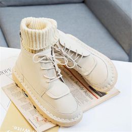 hot salewomens boots autumn winter new flat soft bottom wild wool mouth boots womens low tube lace esportes