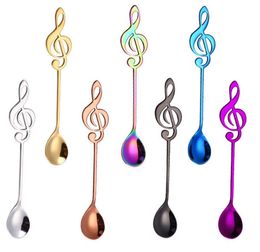 Musical Note Tea Spoons Stainless Steel Musical Note Spoons Creative Ice Cream Dessert Coffee Tea Spoon Tableware 100pcs SN2629