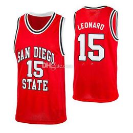 San Diego State College Kawhi Leonard #15 Red Black Retro Basketball Jersey Men's Ed Custom Any Number Name Jerseys
