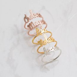 Free Size Gold Silver Stackable Custom Personalized Name Ring For Women Best Friends Wedding Stainless Steel Christmas Gifts