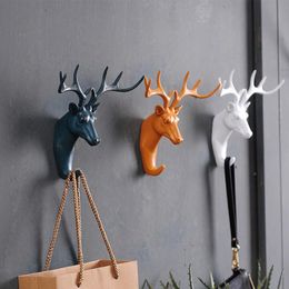 Newly Produced Deer Rhino Elephant Giraffe Horse Animal Decorative Hook Creative Resin Model Bathroom Wall Hook Coat Wall Hook