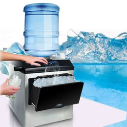 Commercial Automatic Ice Machine Home Portable Electric Bullet Round Ice Machine 25kg / 24H Coffee Bar Milk Tea Shop