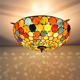 Tiffany style stained glass ceiling lights 26 inches European retro art decorative ceiling light dining bar bedroom semi-ceiling lamp TF026