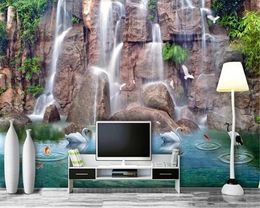 beibehang Home interior papel de parede 3d Vinyl wall landscape waterfall romantic 3d wall mural tv background wallpaper behang