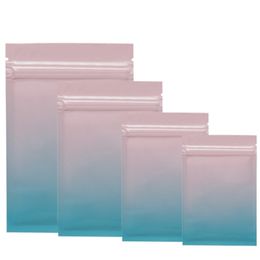 Colorful Aluminum Foil Bag Self Seal Zipper Packing Food Bag, Pink Blue Green Retail Resealable Packaging Bag LX2937