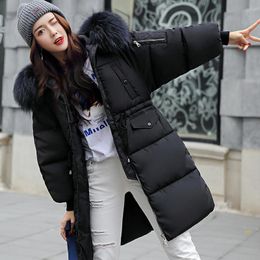 New Winter Cotton Jacket for Women Hooded Coat Large Fur Coat Long Neck Snow Parkas Woman Thick Army Green Outerwear