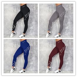 INS Hot Women Tight-Fitting Sweatpants Letters Design Yoga Pants Sports Gym Elastic Leggings Ladies Fitted Full Tights Trousers S-XL LY318