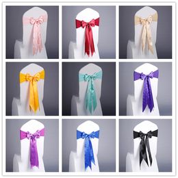 Elegant chair cover sashes 17 Colours spandex chair cover bands chair for home party meeting decoration accessories seat covers