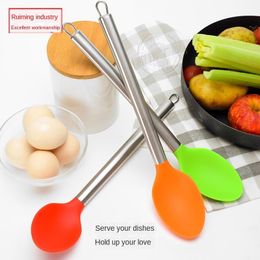 Stainless Steel Tube Handle Silicone Spoon Cooking Shovel Spoon Non-stick Pan Shovel Silicone Kitchenware