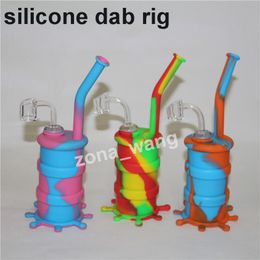 hot sale Silicone Bongs Silicone Water Pipe Glass Bongs with 8 colors Silicone Oil Rigs Smoking Pipe Glass Pipe Free Shipping