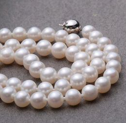 Free Shipping lovely 7-8 17-inch 925 sterling silver natural pearl necklace