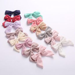 Baby Photo Props 14 Colours Girls Hot Sale Cotton Fabric Bowknot Princess Barrettes Childrens Korean Style Hair Clips For Party