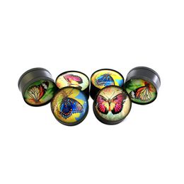 Colourful Butterfly Zinc Alloy 52MM Dry Herb Tobacco Grind Spice Miller Grinder Crusher Grinding Chopped Hand Muller Cigarette Smoking Holder